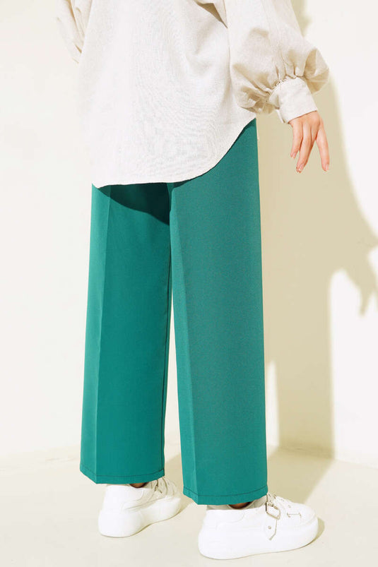 Kuşak Bağlamalı Dabıl Pantolon Yeşil