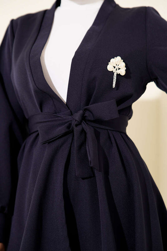 Kuşak Detaylı İkili Takım Lacivert