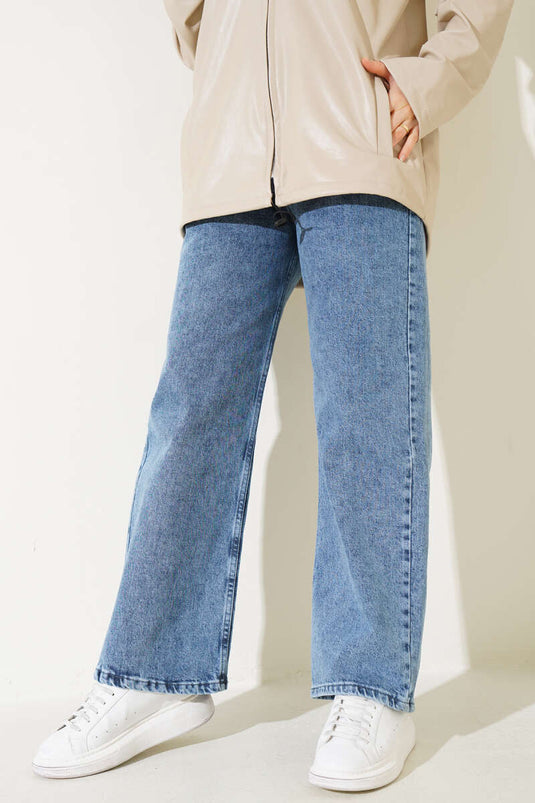 Jeans mit elastischem Bund und Gürtel Snow Medium