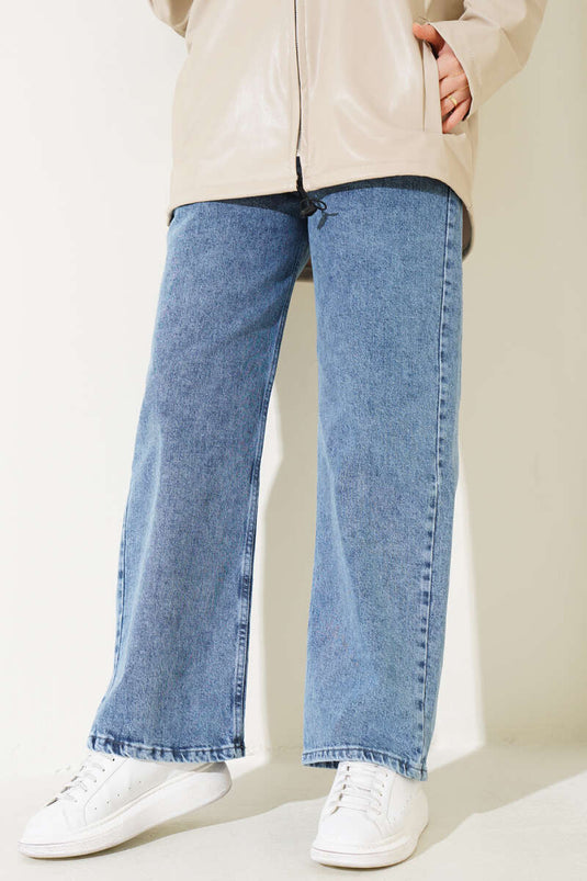 Jeans mit elastischem Bund und Gürtel Snow Medium