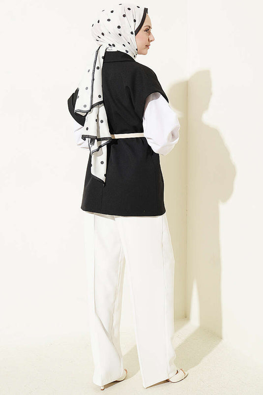 Gilet Blazer con Cintura Nero