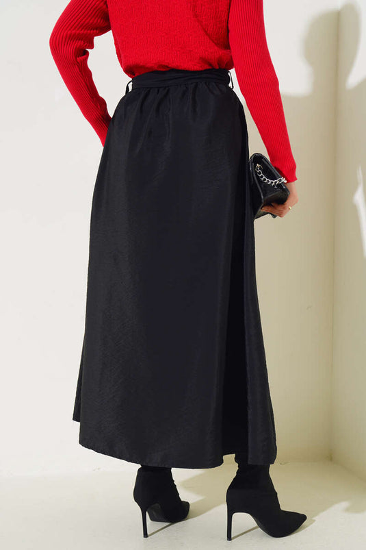 Belted Bell Skirt Black