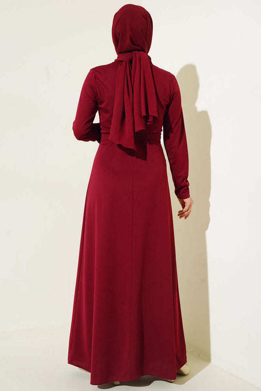 Robe Droite Mira Ceinturée Rouge Claret