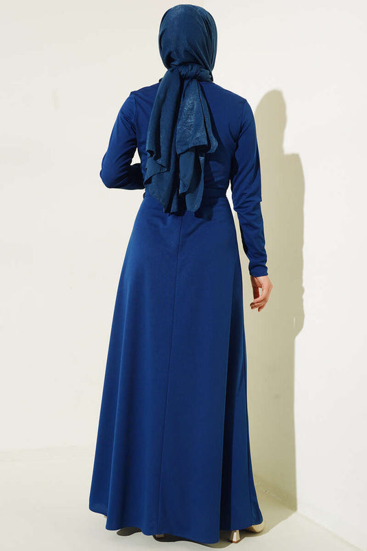 Robe Mira Unie Ceinturée Indigo