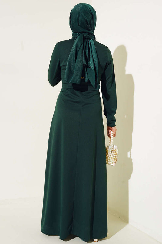 Robe Droite Mira Ceinturée Vert Émeraude