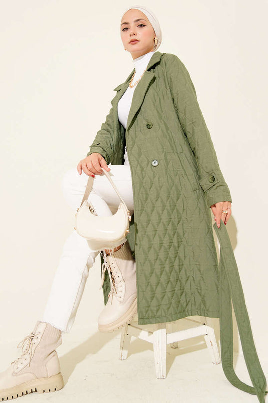 Belted Quilted Cape Khaki
