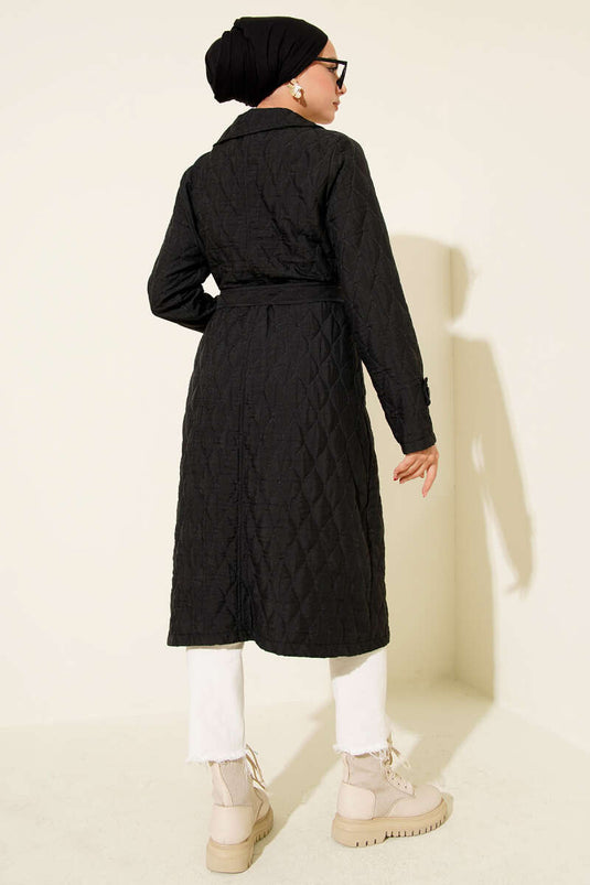 Belted Quilted Cape Black