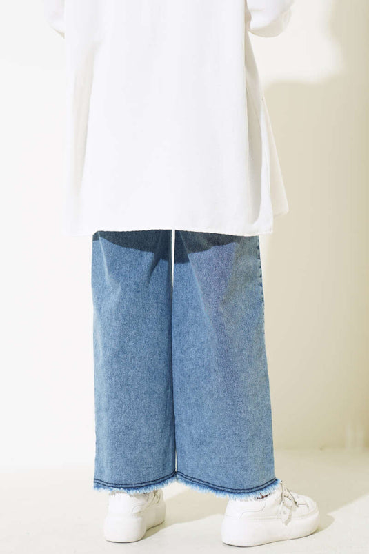 Pantalon en jean à franges avec ceinture