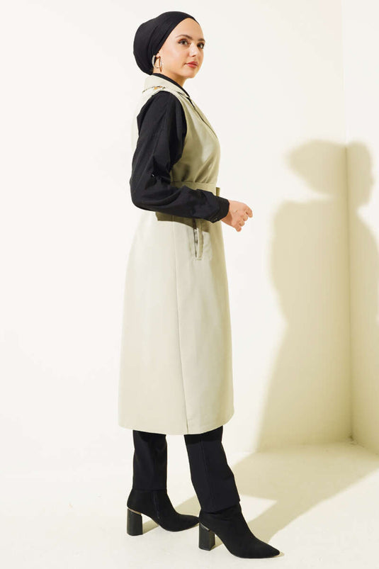 Trenchcoat mit Gürtel und Nullärmeln Mintgrün