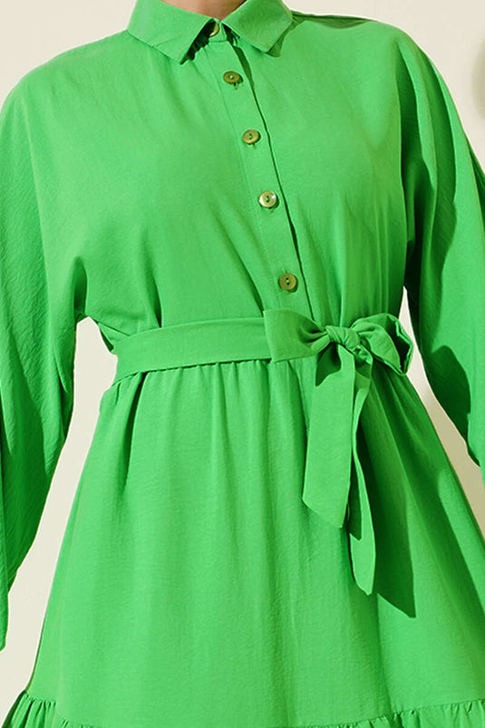 Robe mi-longue ceinturée à demi-boutons Benetton