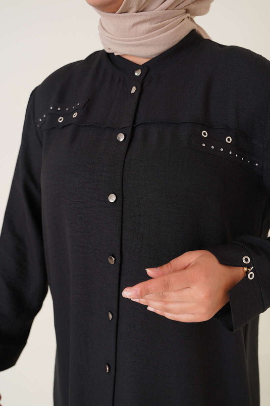 Chemise grande taille avec œillets noirs