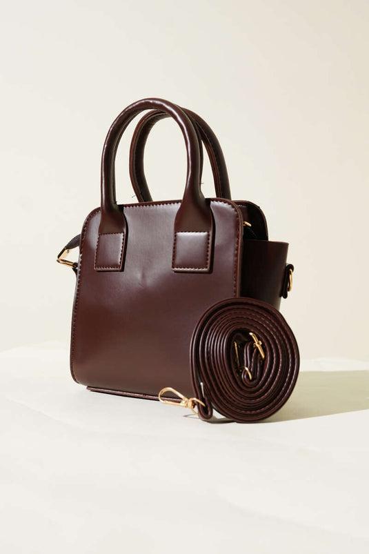 Sac à main modèle boîte marron