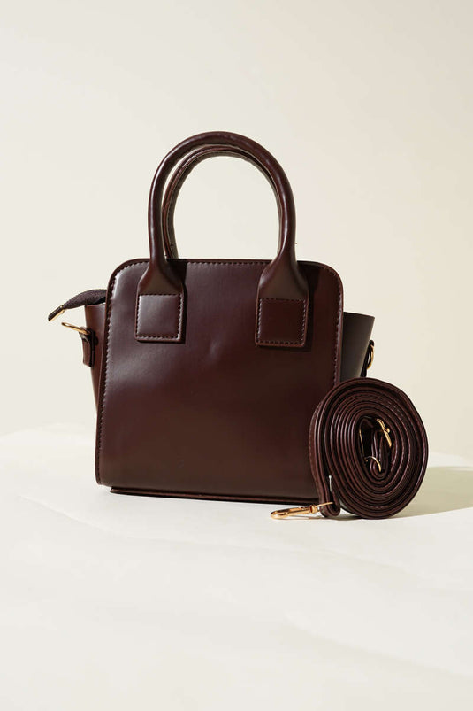 Sac à main modèle boîte marron