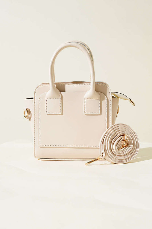 Sac à main modèle boîte crème