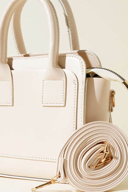Sac à main modèle boîte crème