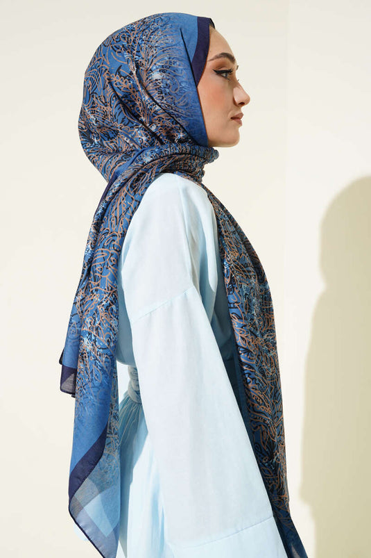 Lacivert Serisi Desenli Şal Asorti 3