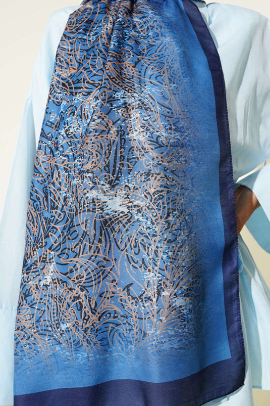 Lacivert Serisi Desenli Şal Asorti 3