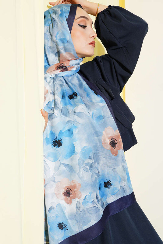 Lacivert Serisi Desenli Şal Asorti 4