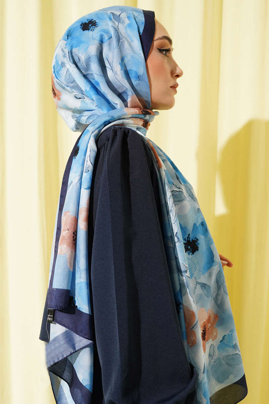 Lacivert Serisi Desenli Şal Asorti 4