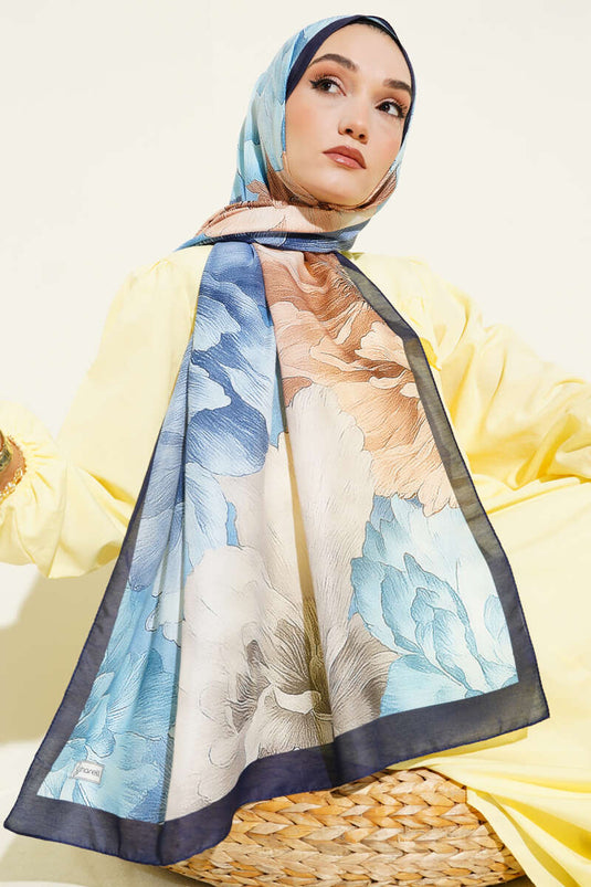 مجموعة أوشحة منقوشة باللون الأزرق الداكن (6 قطع)