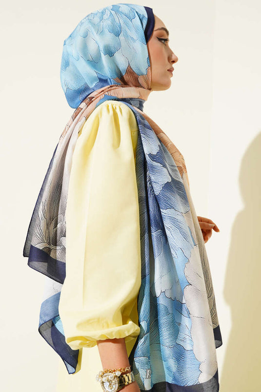 مجموعة أوشحة منقوشة باللون الأزرق الداكن (6 قطع)