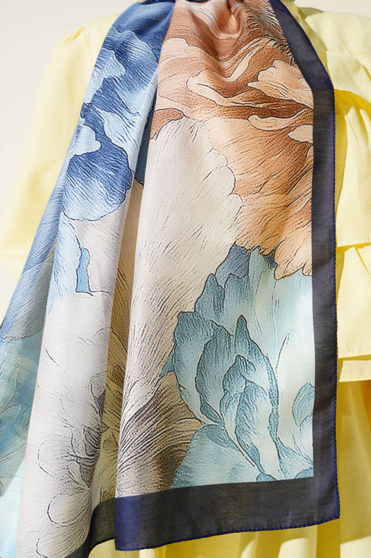 مجموعة أوشحة منقوشة باللون الأزرق الداكن (6 قطع)