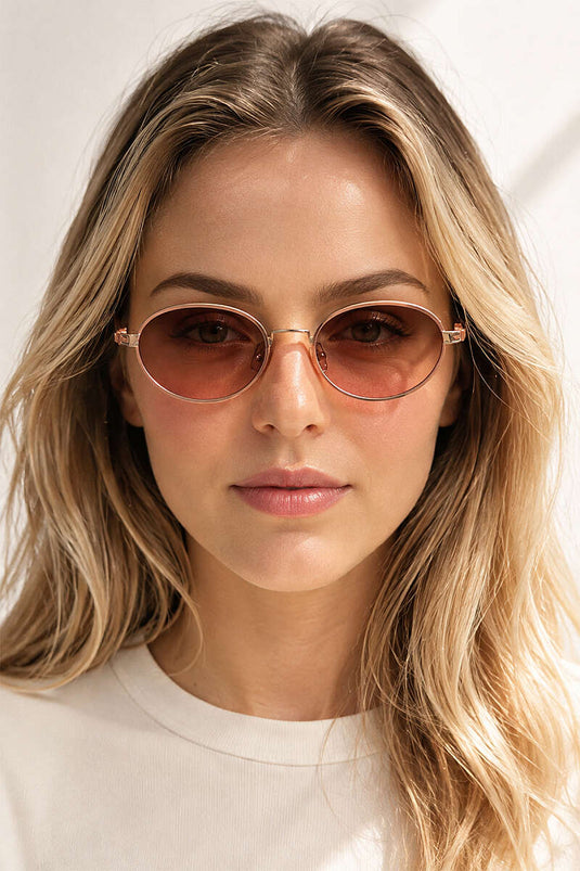 Runde Damen Sonnenbrille In Rose Beige
