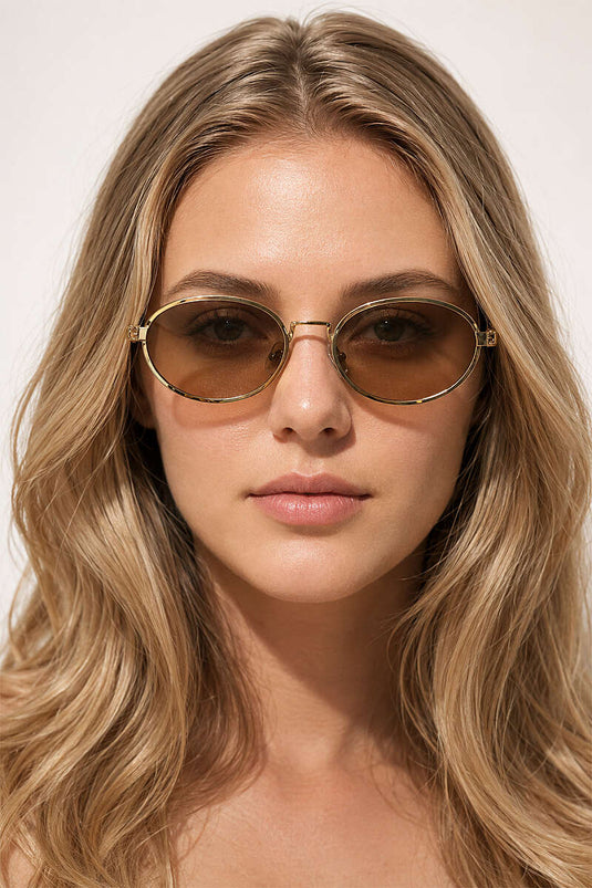 Braune Damen-Runde Sonnenbrille