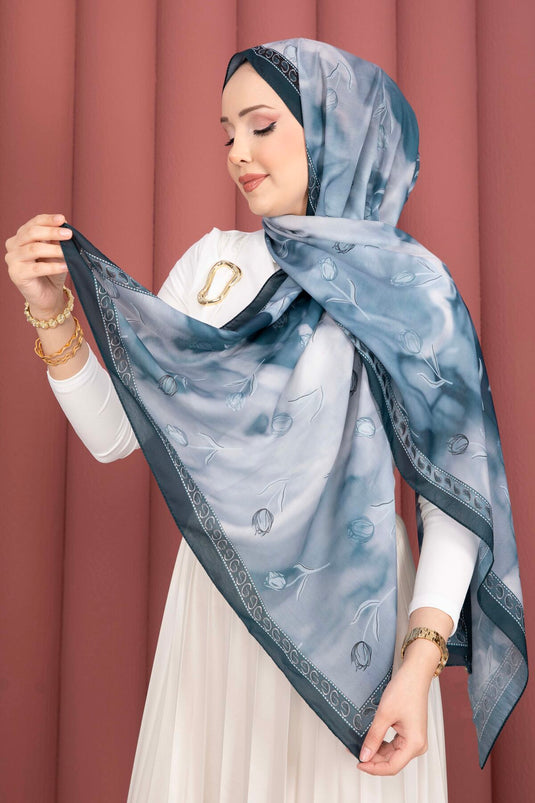Lale Pattern Scarf Series Smoke