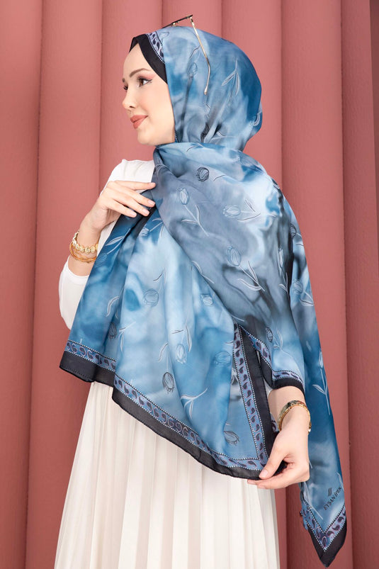 Lale Pattern Scarf Series Indigo