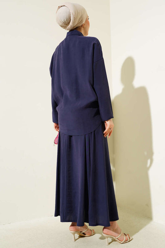 Ensemble deux pièces à jupe élastique détaillée Parlement