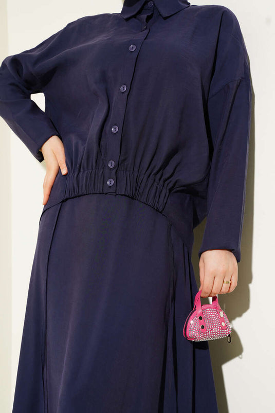 Ensemble deux pièces à jupe élastique détaillée Parlement