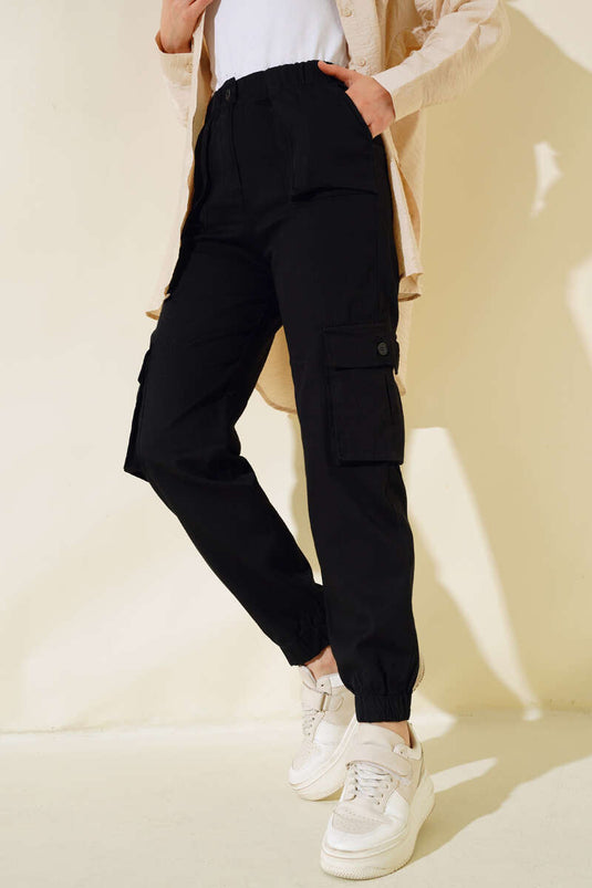 Pantalon Cargo Élastique Noir