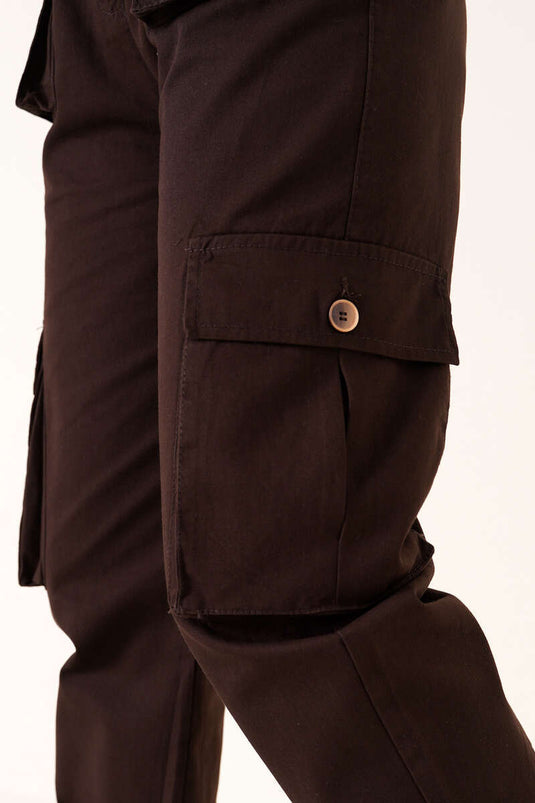 Elastic Cargo Pants Brown