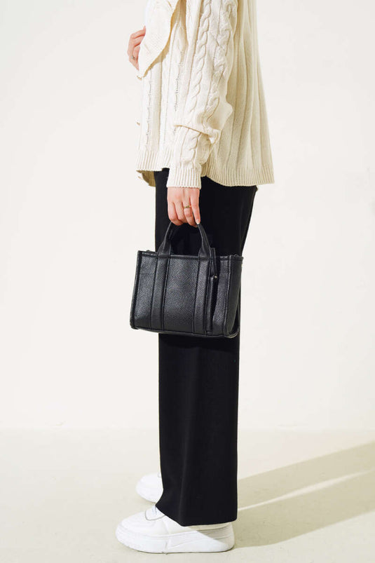 Elasticated Pique Knit Trousers Black