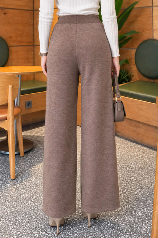 Elasticated Mink Knit Trousers In Mink
