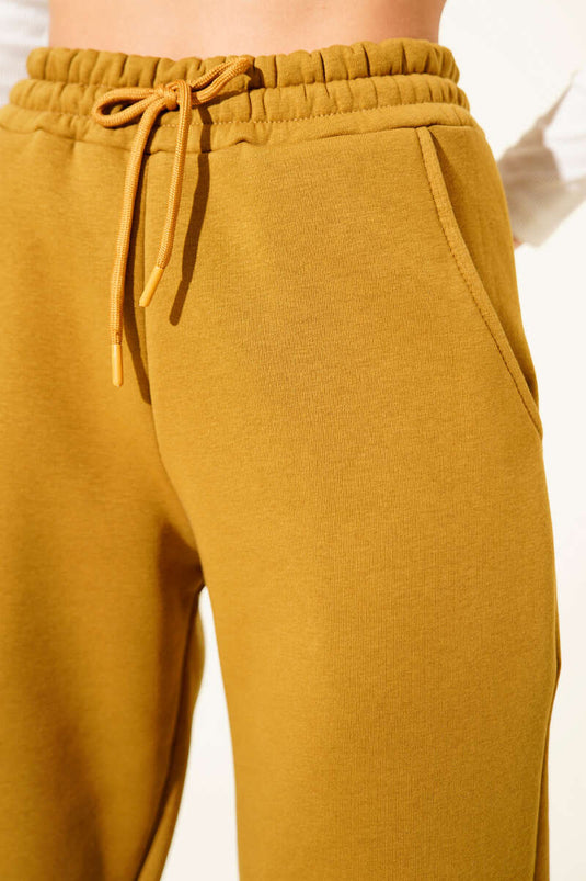 Dreifädige Jogginghose mit elastischem Bund, Olivgrün