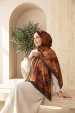 Série De Foulards Lavín À Motif Floral En Brun Chaud