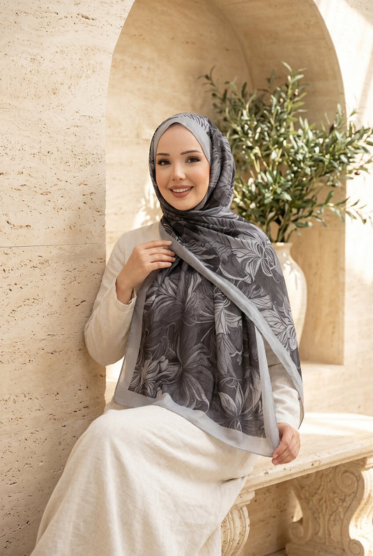 Lavin Blumenmuster Schal Serie Grau