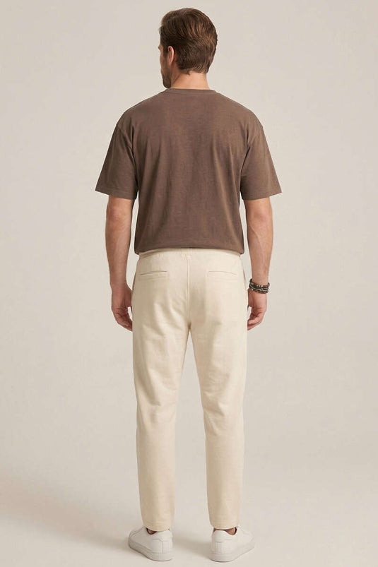 Lazer Kesim Basic Erkek T-shirt Kahve