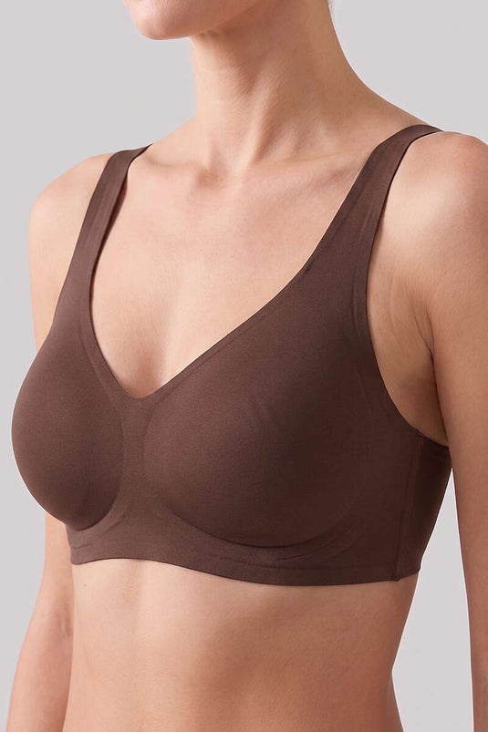 Soutien-gorge gainant sans couture à découpe laser, couleur café
