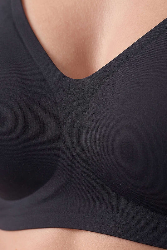Soutien-gorge gainant sans couture à découpe laser noir