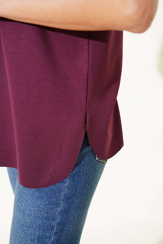Laser Cut Basic T-shirt Plum