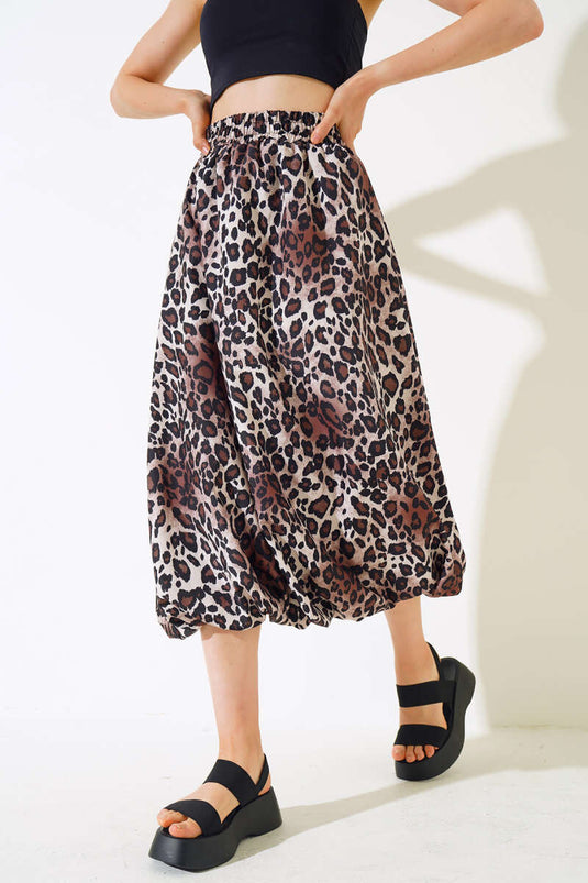 Leopard Pattern Balloon Skirt Leopard