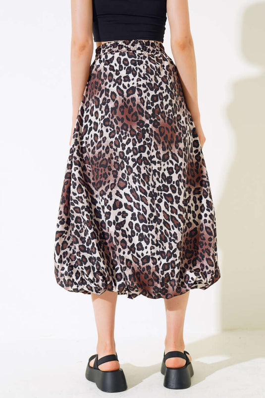 Leopard Pattern Balloon Skirt Leopard