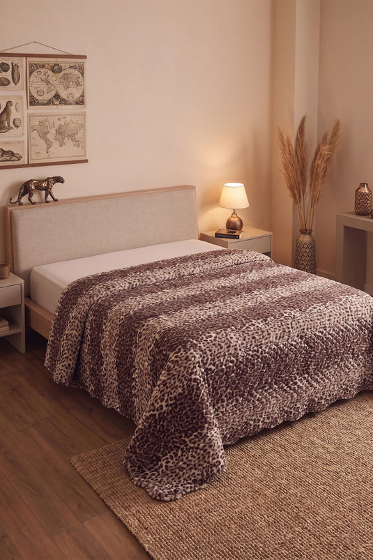 Leopardenmuster Doppelbett Bettüberwurf Leopardenmuster