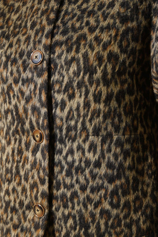 Leopard Print Buttoned Jacket Leopard