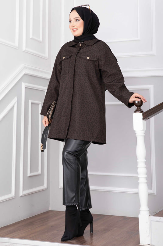 Leopard Muster Gürtel Trenchcoat Ohne Futter In Braun