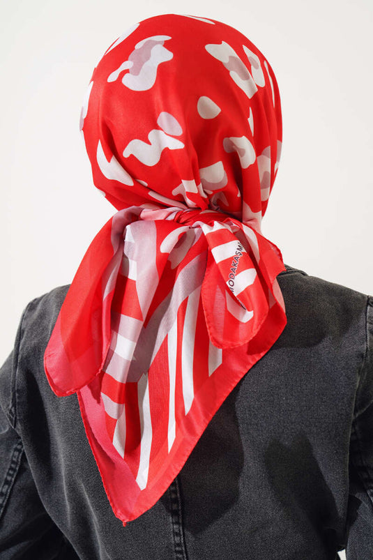 Écharpe douce à rayures motif léopard en alizarine