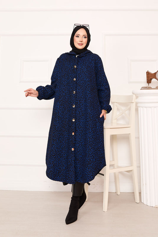 Leopard Patterned Buttoned Cashmere Cape Bag